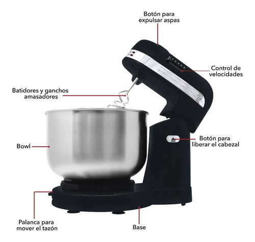 Rca Batidora De Pedestal 5 Velocidades Negro 60 Hz
