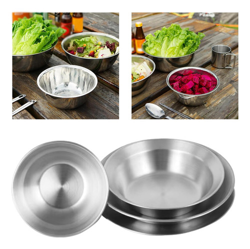 - Set De Platos Y Tazones De Acero Inoxidable, Juego De