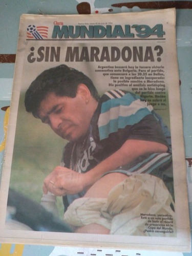 Diario Clarin Mundial 94 30 6 1994 Maradona 