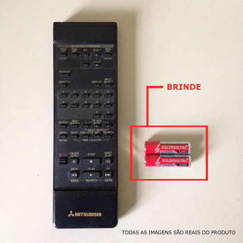 Controle Do Aparelho De Vhs Mitsubishi + Pilhas De Brinde!