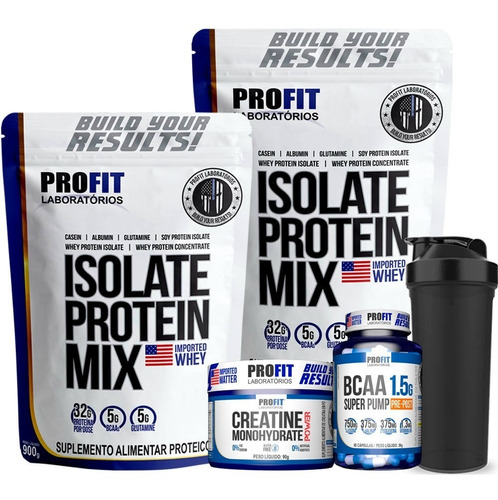 Combo 2x Whey Isolate Mix Profit 900g+ Bcaa+ Creatina+ Coq