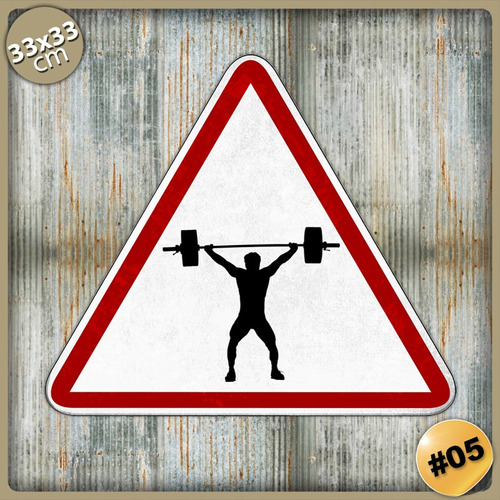 #05 - Cartel 33 X 33 Cm Gym Pesas Gimnasio Fitness No Chapa