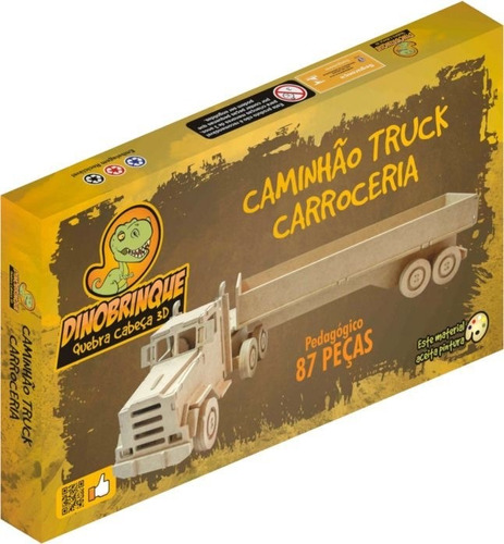 Quebra-cabeça 3d Caminhão Carroceria 87 Peças - Dinobrinque