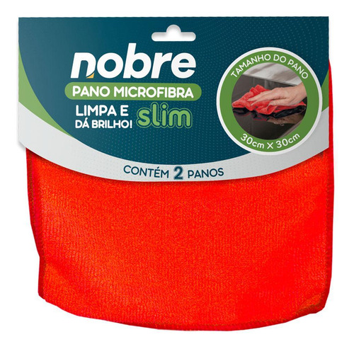 Nobre Slim pano de microfibra 30x30cm 2 unidades cor vermelho