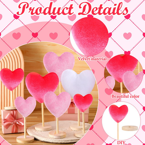 Valentine's Day Decorations Wenqik Velvet Heart Table Decor