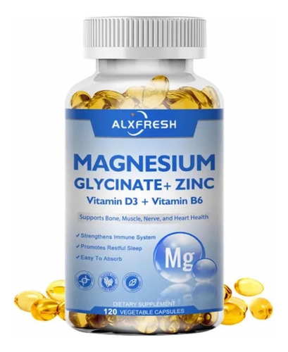 Glicinato Magnesio 500 Mg Vitamina D1+b6 +zinc 120 Cápsulas