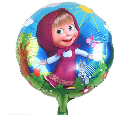 10 Globos Metalicos De Masha Y Varios Mas 10 Popotes/campana