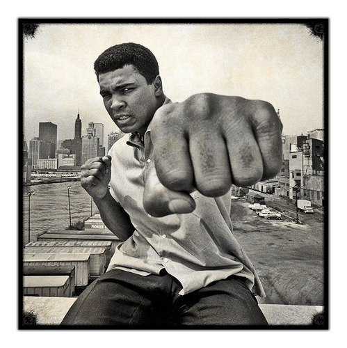 #500 - Cuadro Vintage 30 X 30 Muhammad Ali Boxeo Clay Retro