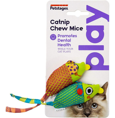 Imagem 2 de 3 de Brinquedo P/ Gatos Petstages Play Catnip Chew Mice - 2 Ratos