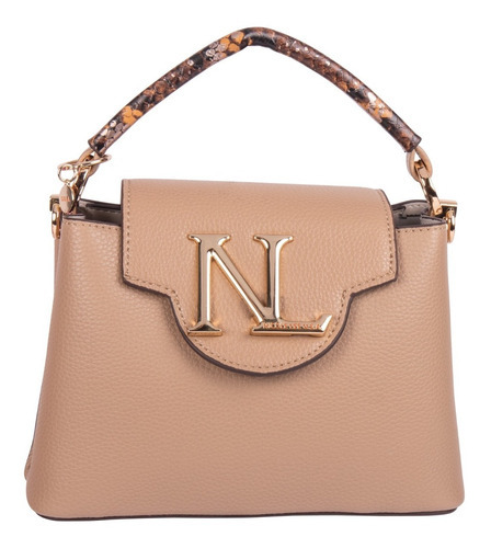 Bolsa de ombro Nicole Lee com emblema Nl Ss22, cor cinza