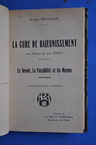 Frumusan La Cura De Rejuvenecimiento 1922 En Francés