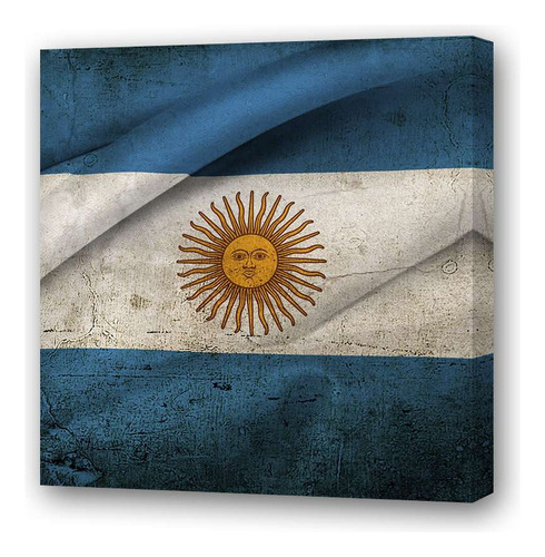 Cuadro 20x20 Cm Bandera Argentina Patria Nacion Celeste P4