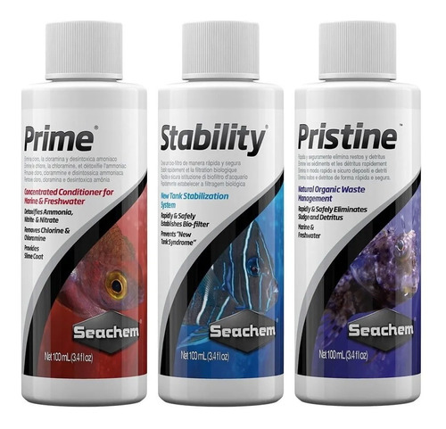 Seachem Kit Prime, Stability, Pristine 100ml 