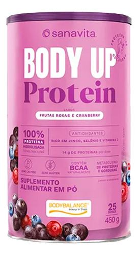 Suplemento Body Up Protein 450g - Frutas Roxas - Sanavita Sabor Frutas Roxas e Cranberry