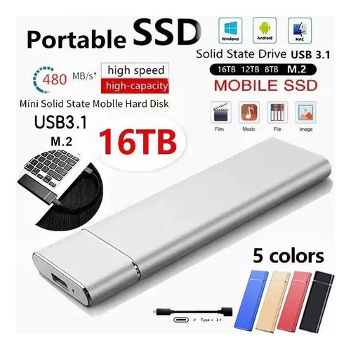 Mini Disco Duro Externo Portátil De Estado Sólido De 16 Tb