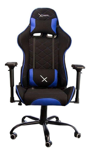 Imagen 1 de 4 de Silla de escritorio Xzeal XZ25 gamer ergonómica negra y azul con tapizado de tela