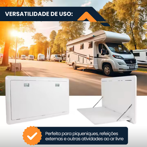 Mesa Dobrável Externa Para Motorhome 800x450mm Com Trava