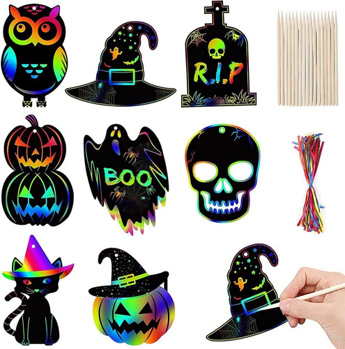 48 Piezas De Halloween Goodie Para Ni Os Magic Scratch Art
