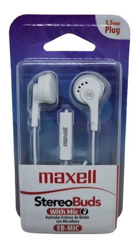 Audifono Auricular Maxell Stereo Buds Boton 3.5 Sonido Claro