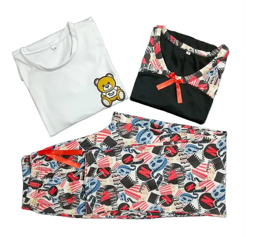 Pijama Multiusos Mujer 3 Piezas Blusas Pantalón Piel Durazno