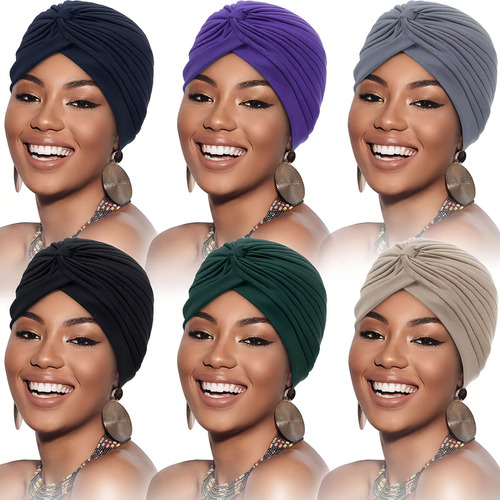 6 * Hijab De Mujer, Plisado, Cabeza Color D
