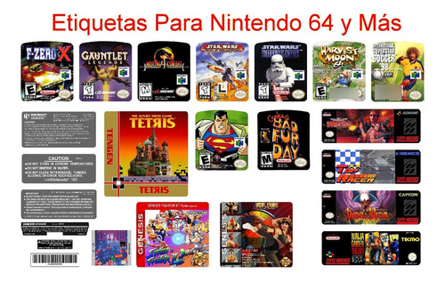 Pack De 3 Etiquetas Para Juegos: Nes Snes N64 Genesis R & H (Reacondicionado)