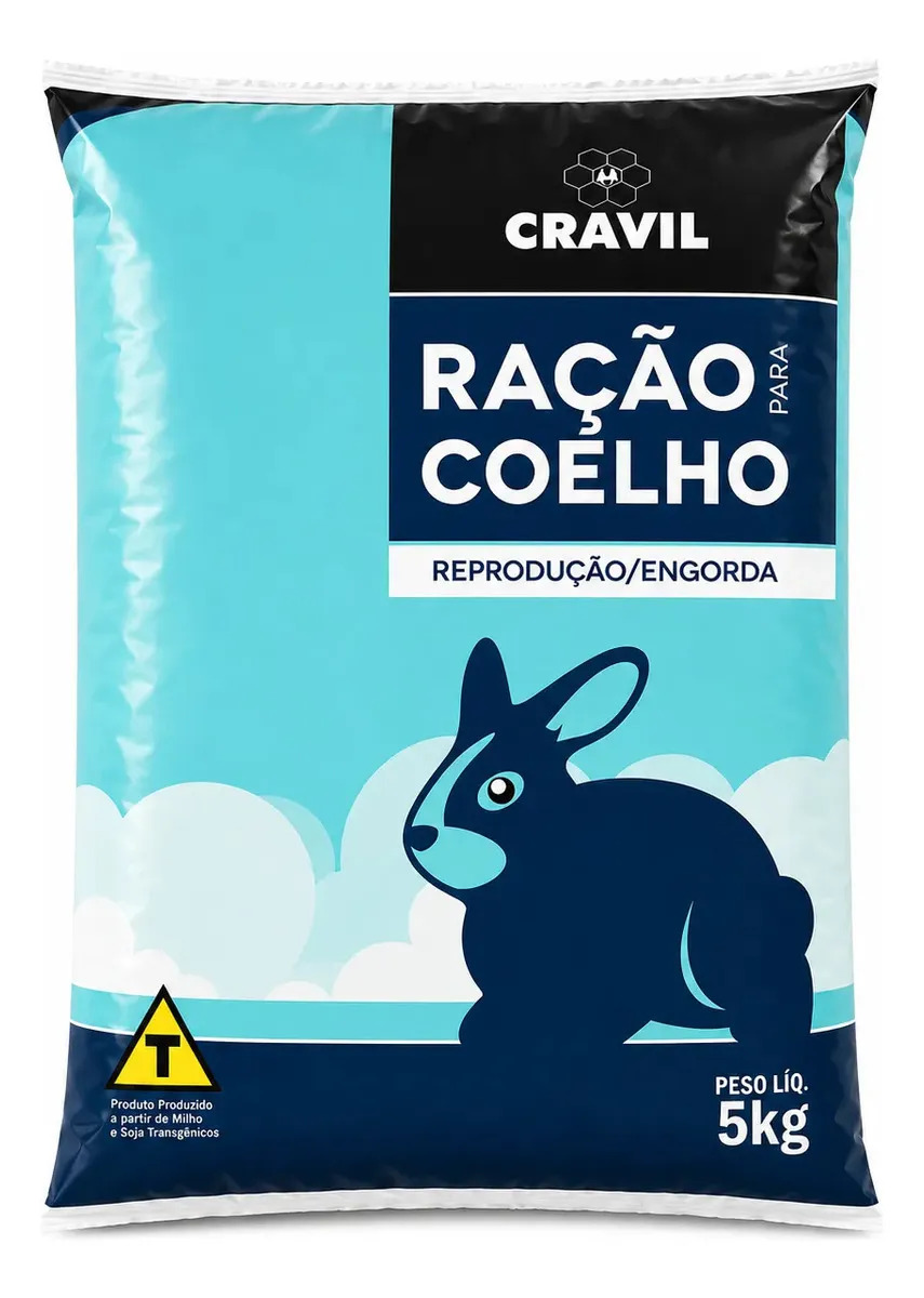 Ração Para Coelhos Peletizada Engorda E Reprodução Cravil 5kg