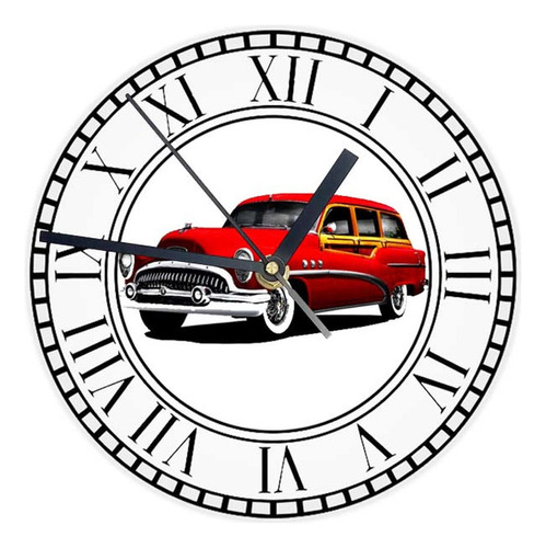 Reloj Redondo Madera Brillante Autos Viejos Clasicos Mod 23