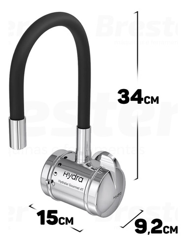 Torneira Elétrica Flexível De Parede Para Cozinha Hydra Cor Preto / Metalizado 220v