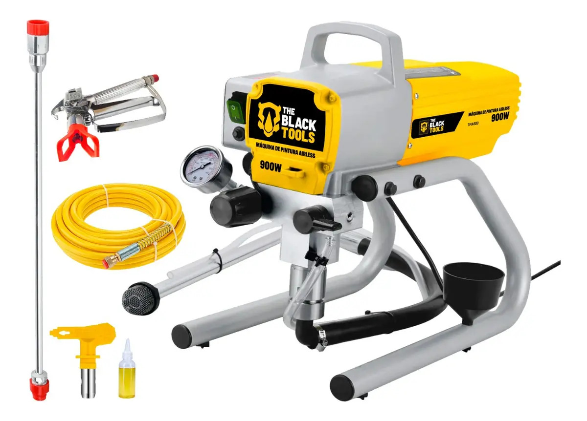 Máquina De Pintura Airless Elétrica 900 Watts 3.300 Psi - The Black Tools Tma900 Frequência 50 Hz/60 Hz