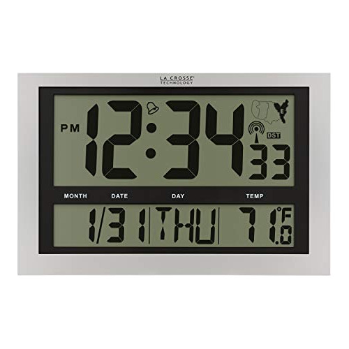 513-1211 Reloj De Pared Atómico Pantalla Lcd Gigante T...