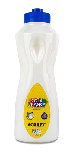 Cola Branca Líquida Papel Escolar Lavável Slime 500g Acrilex