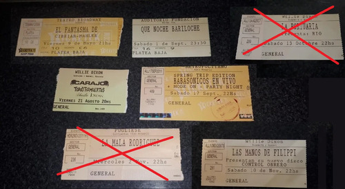 Lote Entradas - Carajo, Babasonicos, Manos Filippi, Etc Leer (Usado)