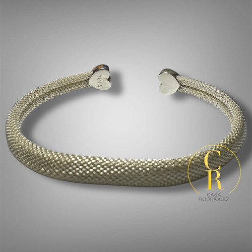 Pulsera Tous Mesh Corazones Plateado 6.5 Cm 16 Cm (Usado)