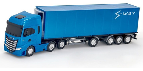 Brinquedo Carreta Caminhão Baú Refrigerado Iveco S-way Cor Azul