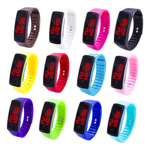 Imagen 2 de 7 de Reloj Hombre Mujer Pulsera Digital Led Deportivo Colores Gtí