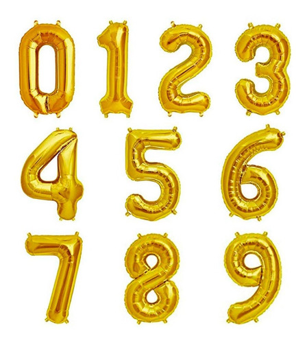 Balão Número Dourado 70cm Kit 2 Unidades