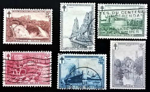 Bélgica, Serie Yv 293-8 Paisajes 1929 Usada L12747