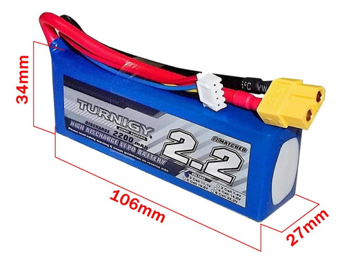 Batería Lipo Turnigy 2200mah 3s 20-30c Mejor 11.1v Xt60