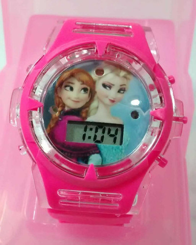 Relógio Infantil Frozen Lindo E Maravilhoso Led Toca Musica