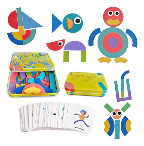 Juego Didáctico Educativo Armar Figuras Madera Peke Kids Color Amarillo