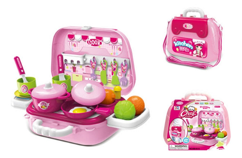 Set De Cocina Juguete Didáctico 2 En 1 Kit Maleta Chef