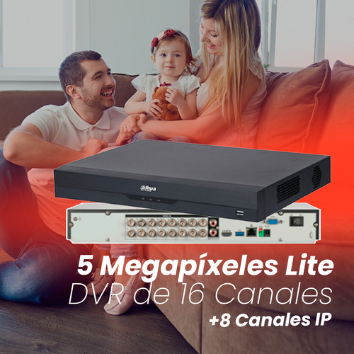 Kit Cronos Dvr Dahua Xvr5216an-p500 16 Ch 5 Mp Lite Wizsense + Hdd 500gb H.265+ 2 Bahías De Discos Duros 16 Ch Hdcvi +8 Canales Ip 2 Ch De Reconocimiento Facial Codificación Ia Xvr5216an Cctv