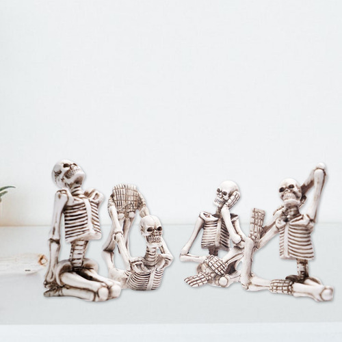 4 Piezas Novedad Pequeñas Figuras De Esqueleto De Yoga