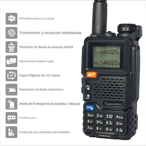Bandas de frecuencia Quansheng UV-5R Plus/50 MHz, 600 MHz, 50 1000, color negro