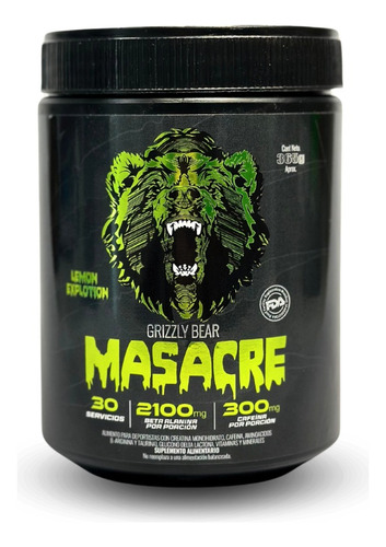 Pre Entreno Masacre 365gr 30 Sv Lemon Explotion-grizzly Bear