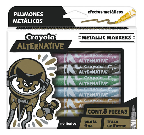 Marcador Permanente Colores Metalicos Crayola 8 Pza