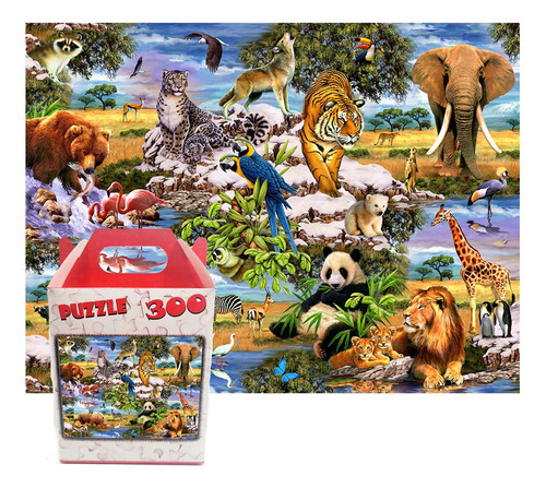 Quebra-cabeça Puzzle Reunião De Animais 300 Peças Mdf