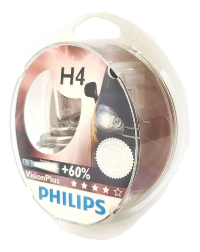 Bombillo H4 Philips Originales 60%+luz Vision Plus Blister 2