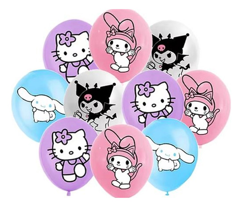 Set De 18 Globos Hello Kitty Y Amigos Fiesta Infantil